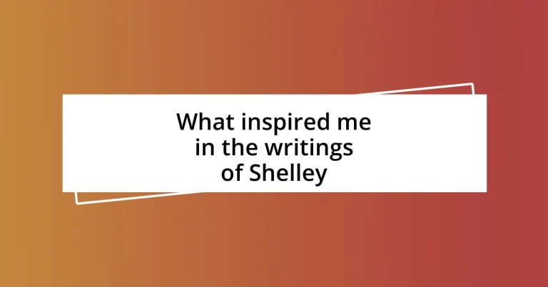 What inspired me in the writings of Shelley